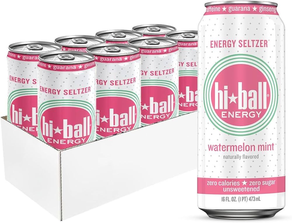 Hiball Energy Seltzer Water, Caffeinated Sparkling Water Made with Vitamin B12 and Vitamin B6, Su... | Amazon (US)