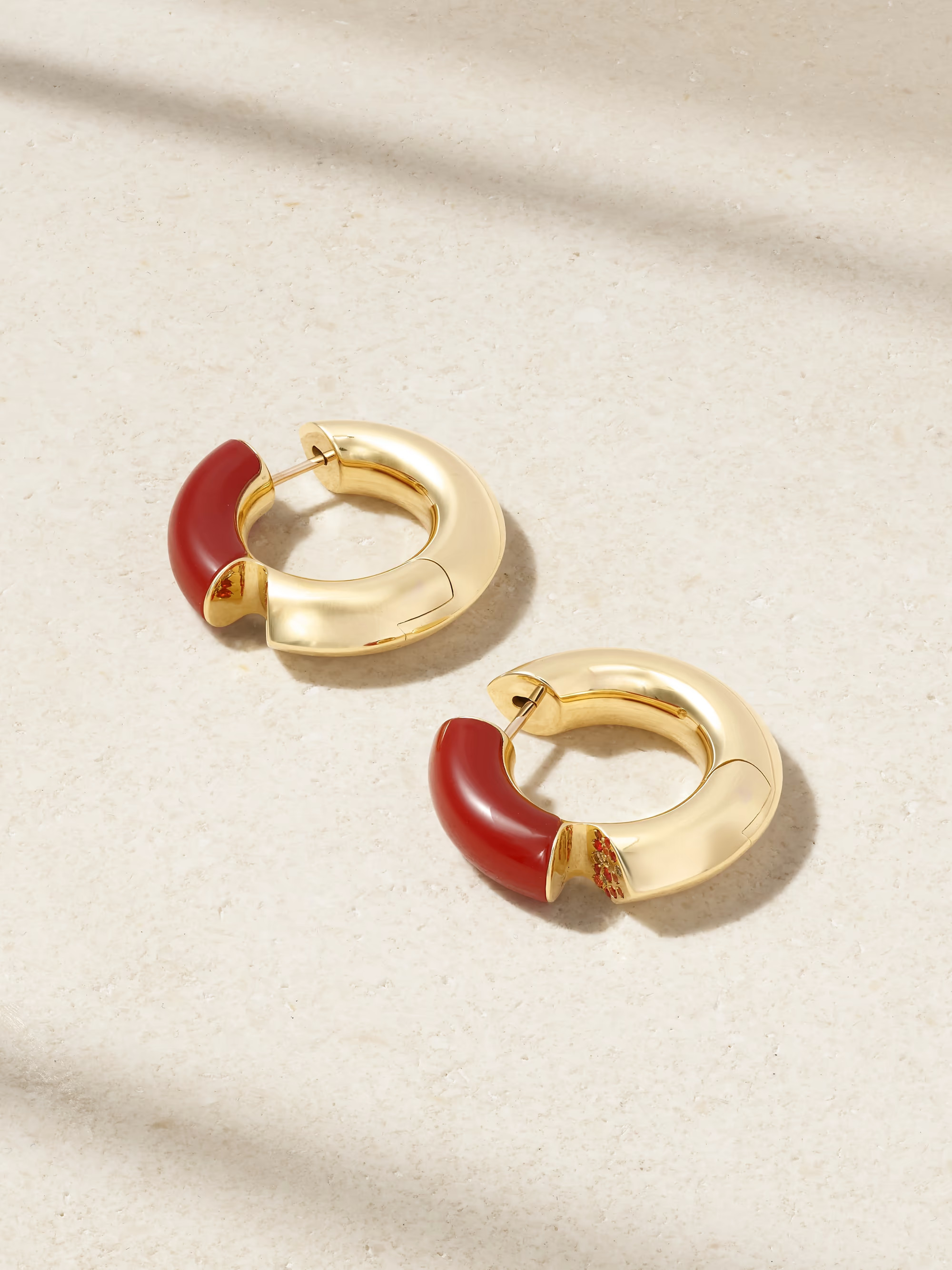 Oera 18-karat gold, carnelian and sapphire hoop earrings | NET-A-PORTER (UK & EU)