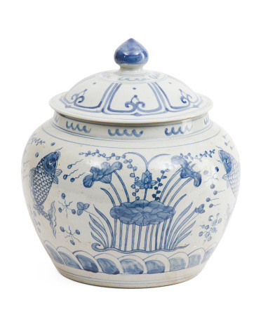 Ancestor Fish Lotus Rice Jar | TJ Maxx