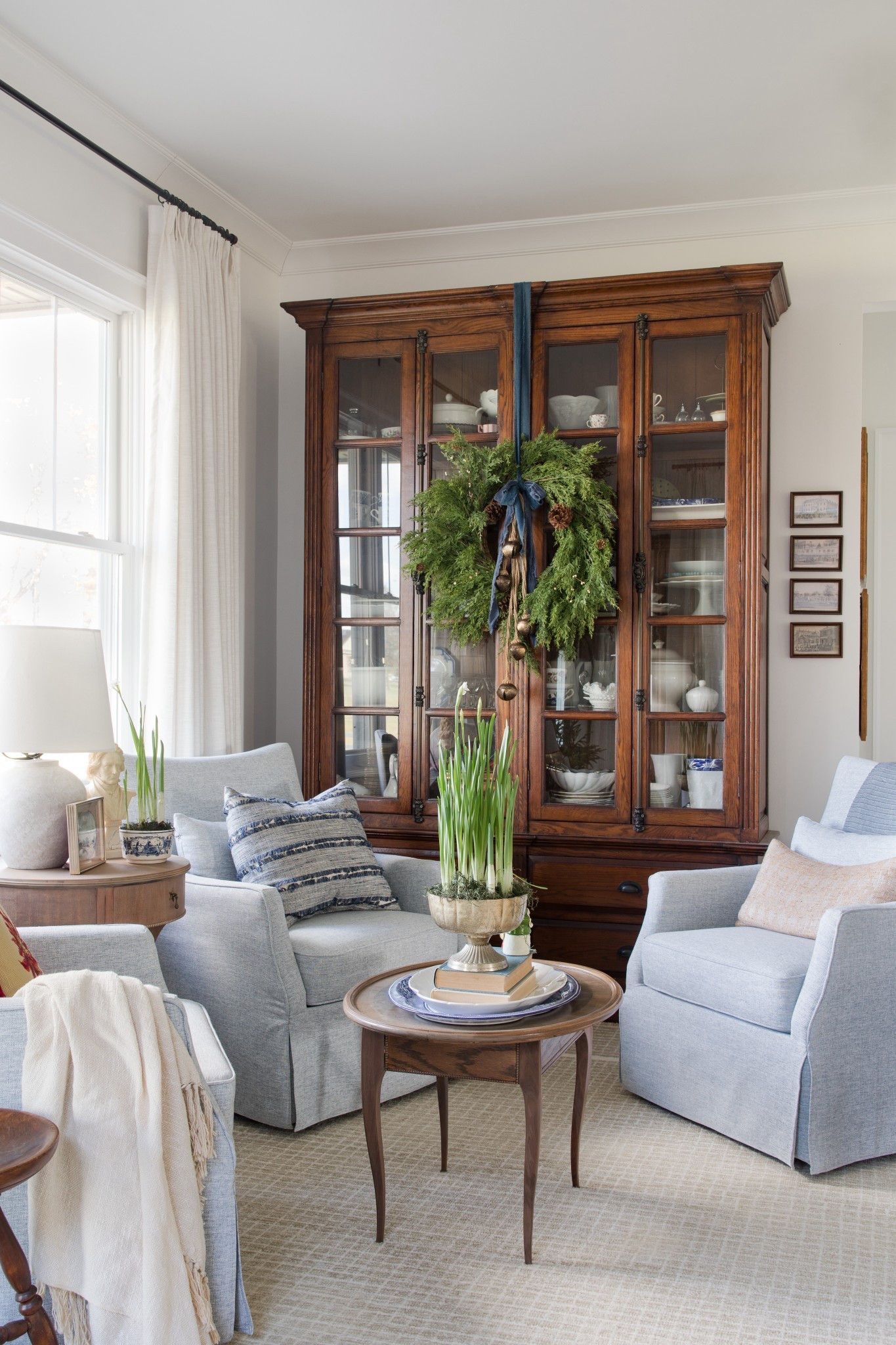 Christmas in the sitting room. Christmas decor, sitting room, living room, holiday decor, ribbon, wreath  

#LTKHome #LTKHoliday #LTKSeasonal