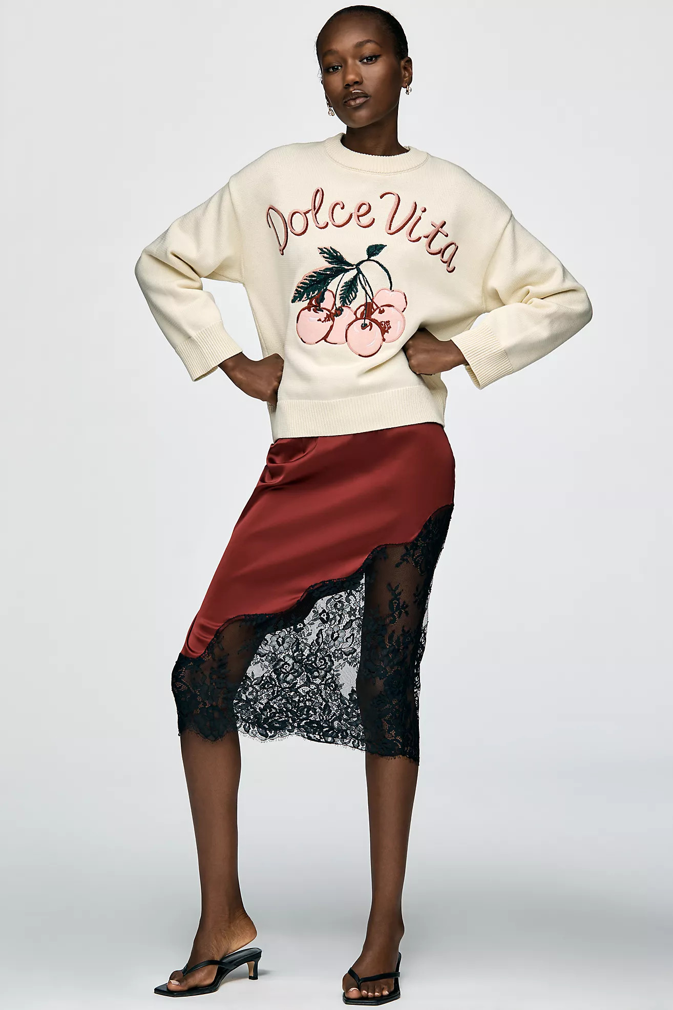 English Factory Cherry Cotton Sweater | Anthropologie (US)