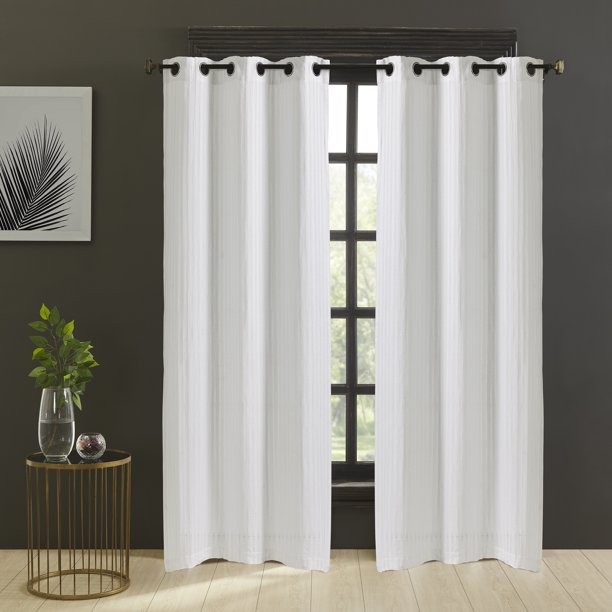 My Texas House Brady Light Filtering Grommet Curtain Panel, Set of Two, White | Walmart (US)