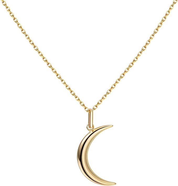 Moon Necklace Dainty Moon Necklaces for Women Sterling Silver Necklace | Amazon (US)