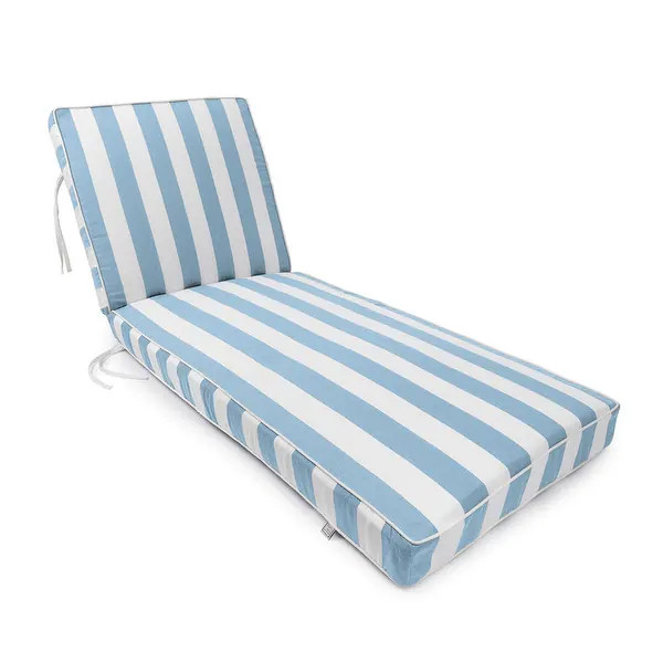 Sherry Kline Indoor/Outdoor Cabana Stripe Chaise Lounge with Contrast Cord - Sky Blue/White | Bed Bath & Beyond