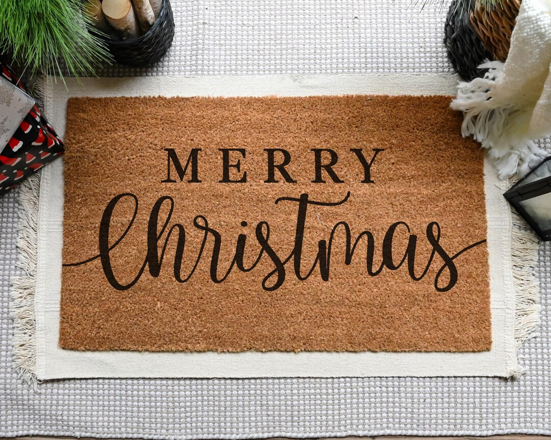 Merry Christmas Doormat, Holiday Door Mat, Christmas Door Mat, Christmas Porch Decor, Christmas W... | Etsy (US)