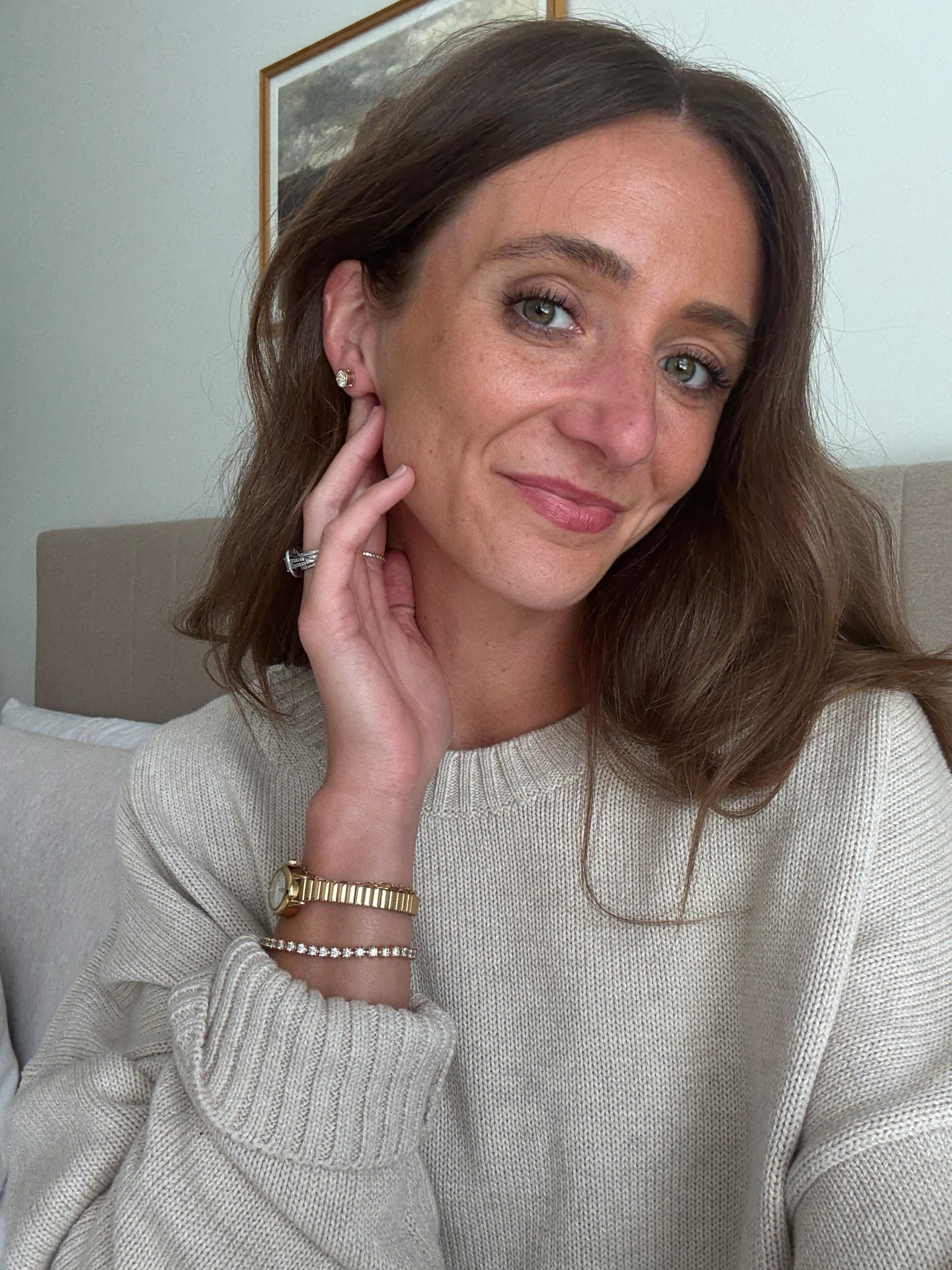 Diamond tennis bracelet and studs 