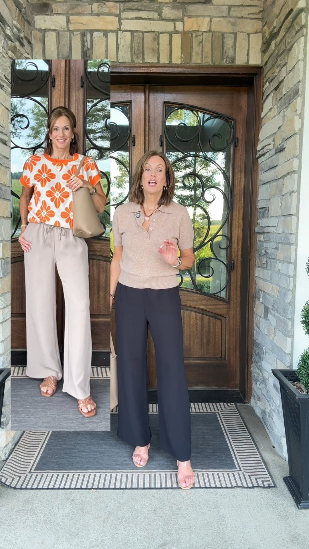 Cashmere polo - large 
Wide leg pants - medium tall 

Fall style 
Travel style

#LTKTravel #LTKTall #LTKMidsize