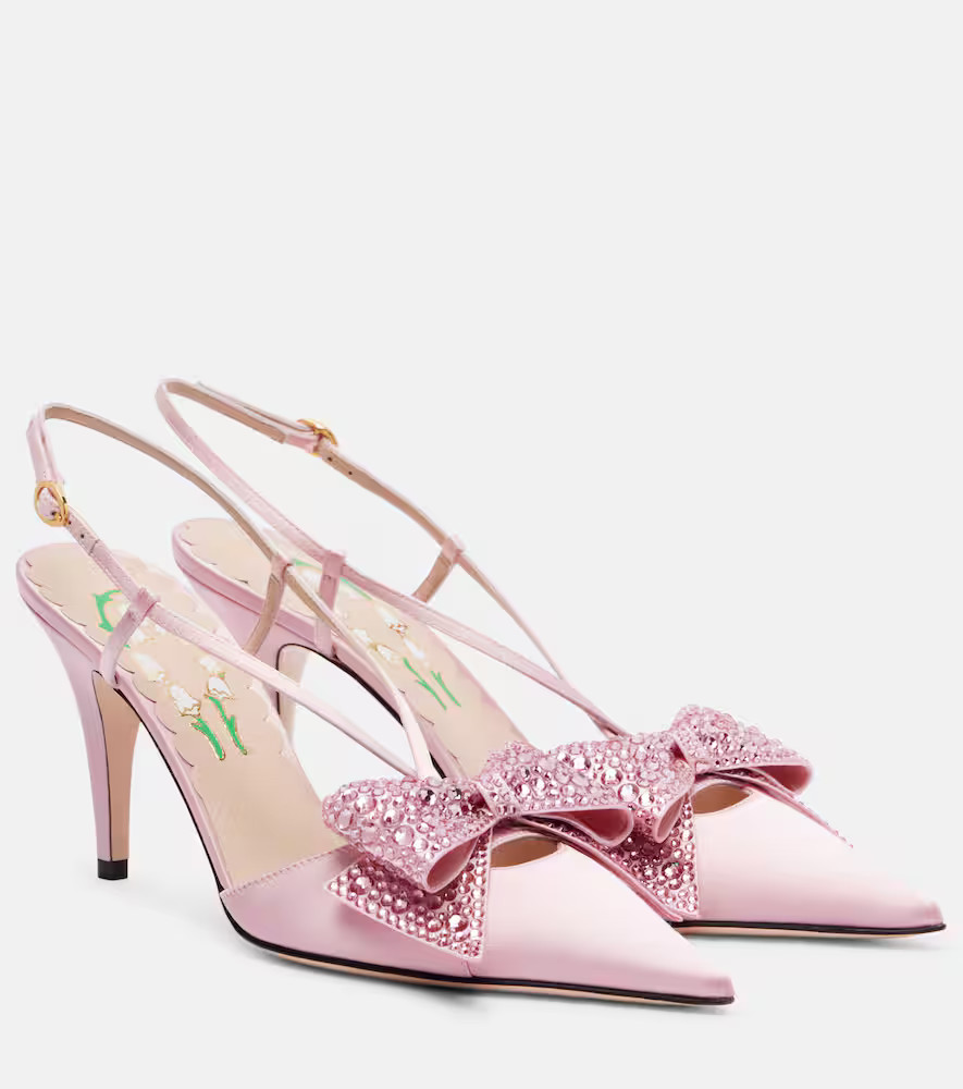 Valentino Garavani Pumps slingback Bowow 85 in raso con cristalli | Mytheresa (IT)