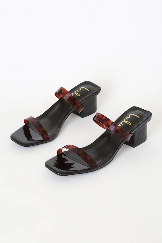 Fallyn Tortoise and Black Vinyl Mules | Lulus (US)
