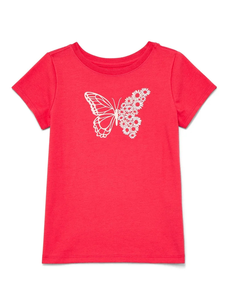 Wonder Nation Toddler Girls Tee with Short Sleeves, Sizes 18M-5T | Walmart (US)