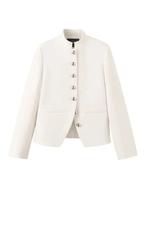 MANGO Mandarin Collar Jacket in Off White at Nordstrom, Size Large | Nordstrom