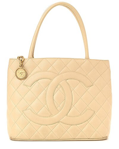 Beige Caviar Leather Medallion Tote GHW (Authentic Pre-Owned) | Rue La La