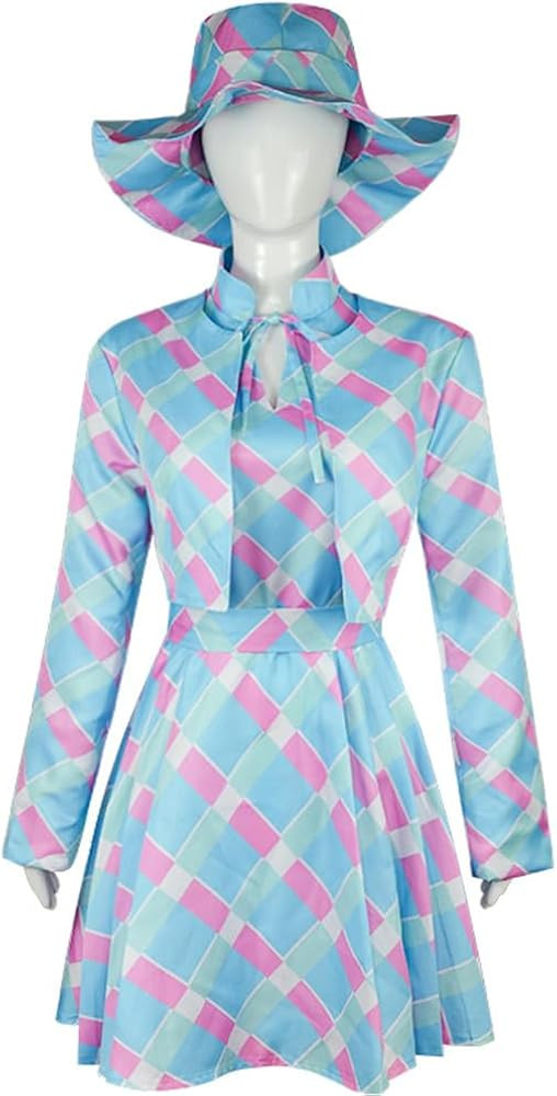 Zhazieon Pink Gingham Dresses for Women Movie 2023 Margot Robbie Plaid Costume Outfit Accessories | Amazon (US)