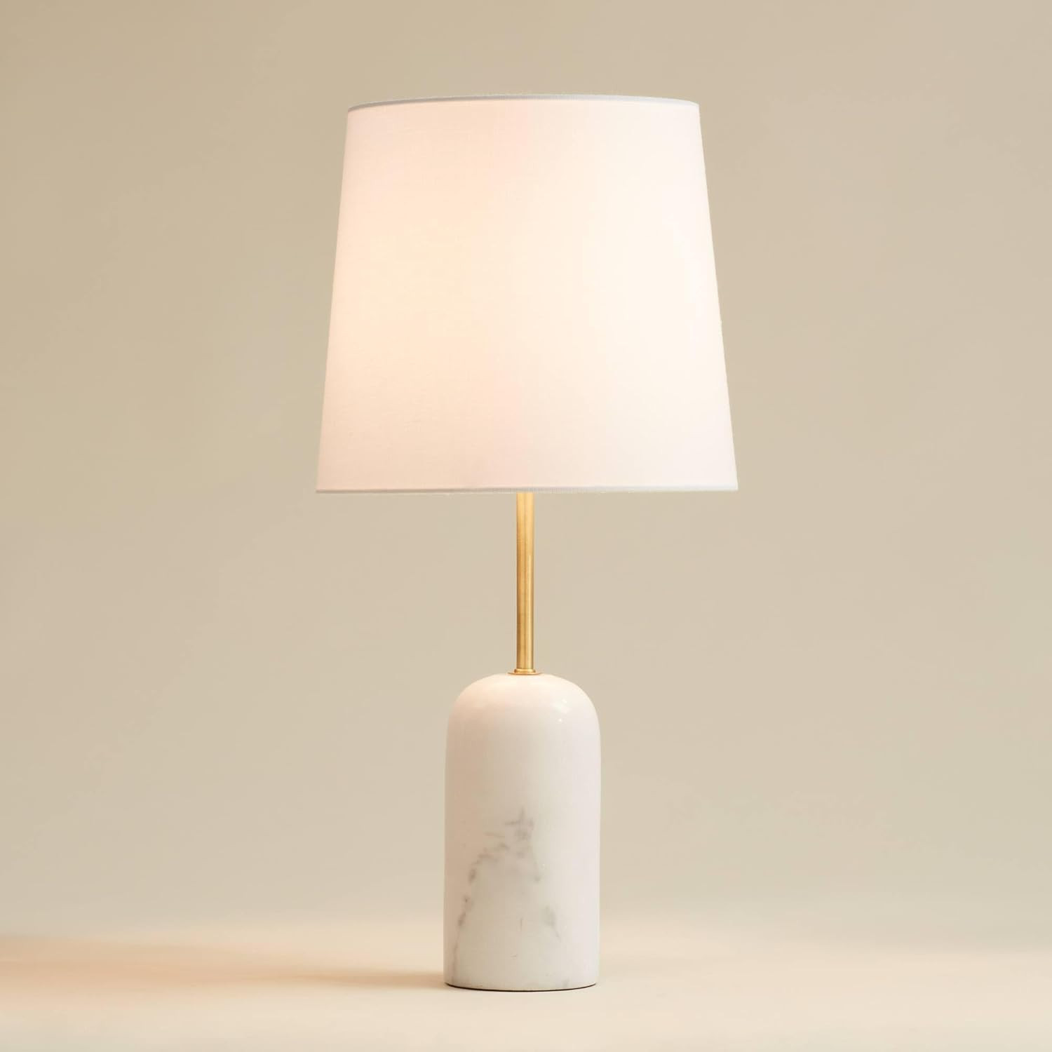 Daleti 25" High Table Lamp White Marble Brass Modern Glam Cylinder | Amazon (US)