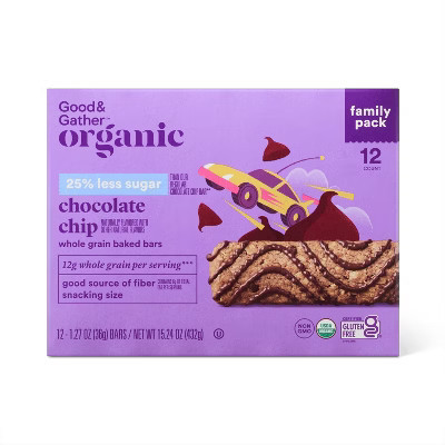 Organic 25% Less Sugar Chocolate Chip Whole Grain Baked Bars - 15.24oz - Good & Gather™ | Target