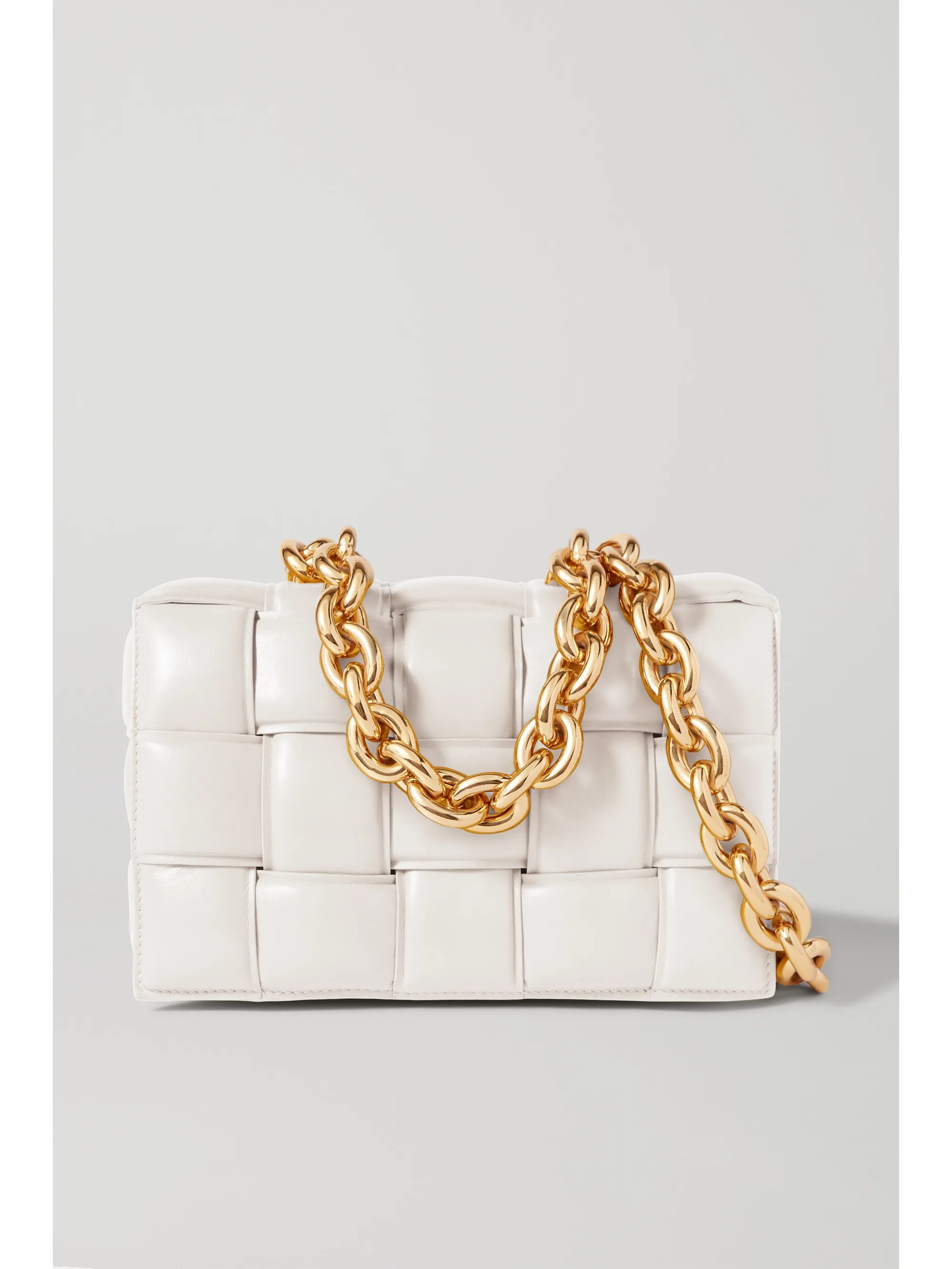 Cassette chain-embellished padded intrecciato leather shoulder bag | NET-A-PORTER (US)