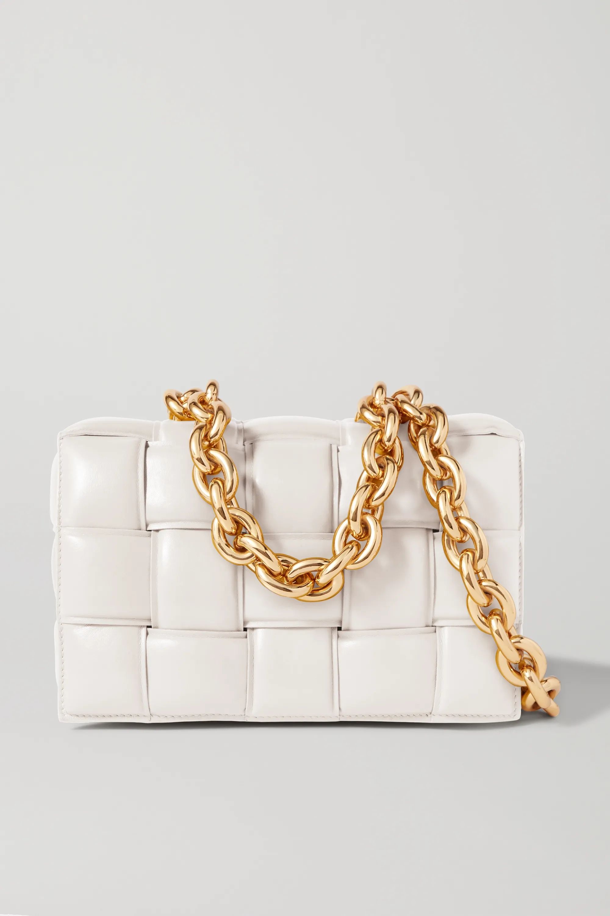 White Cassette chain-embellished padded intrecciato leather shoulder bag | Bottega Veneta | NET-A... | NET-A-PORTER (US)