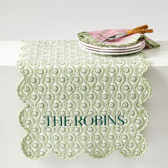 Block Print Scalloped Table Runner | Mark and Graham
