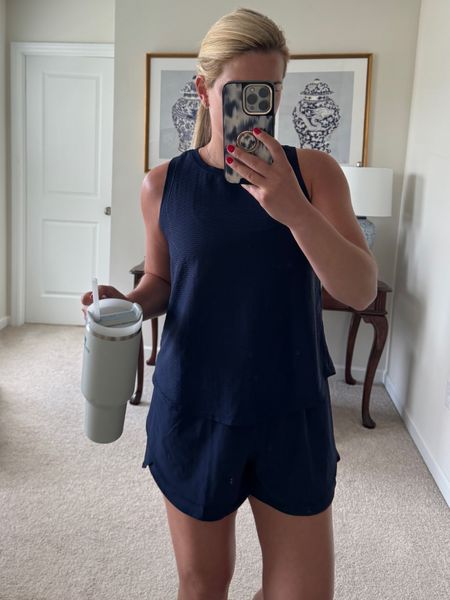 Love this athletic set! Wearing medium top and bottom. Shorts run roomy but I like that so get your true size if you love a more fitted feel! 

#LTKfitness #LTKfindsunder100 #LTKfindsunder50