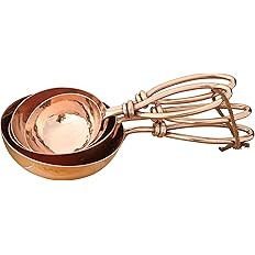 Creative Co-Op Hammered Stainless Steel Leather Tie (Set of 4 Sizes) Scoops, Copper | Amazon (US)