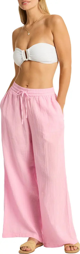 Sunset Beach High Waist Cotton Gauze Cover-Up Pants | Nordstrom
