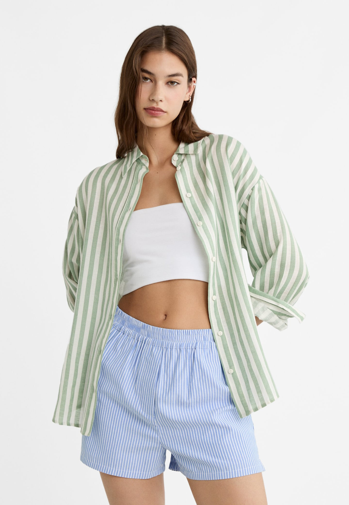 Linen blend shirt - Women's Shirts & Blouses | Stradivarius United Kingdom | Stradivarius (UK)