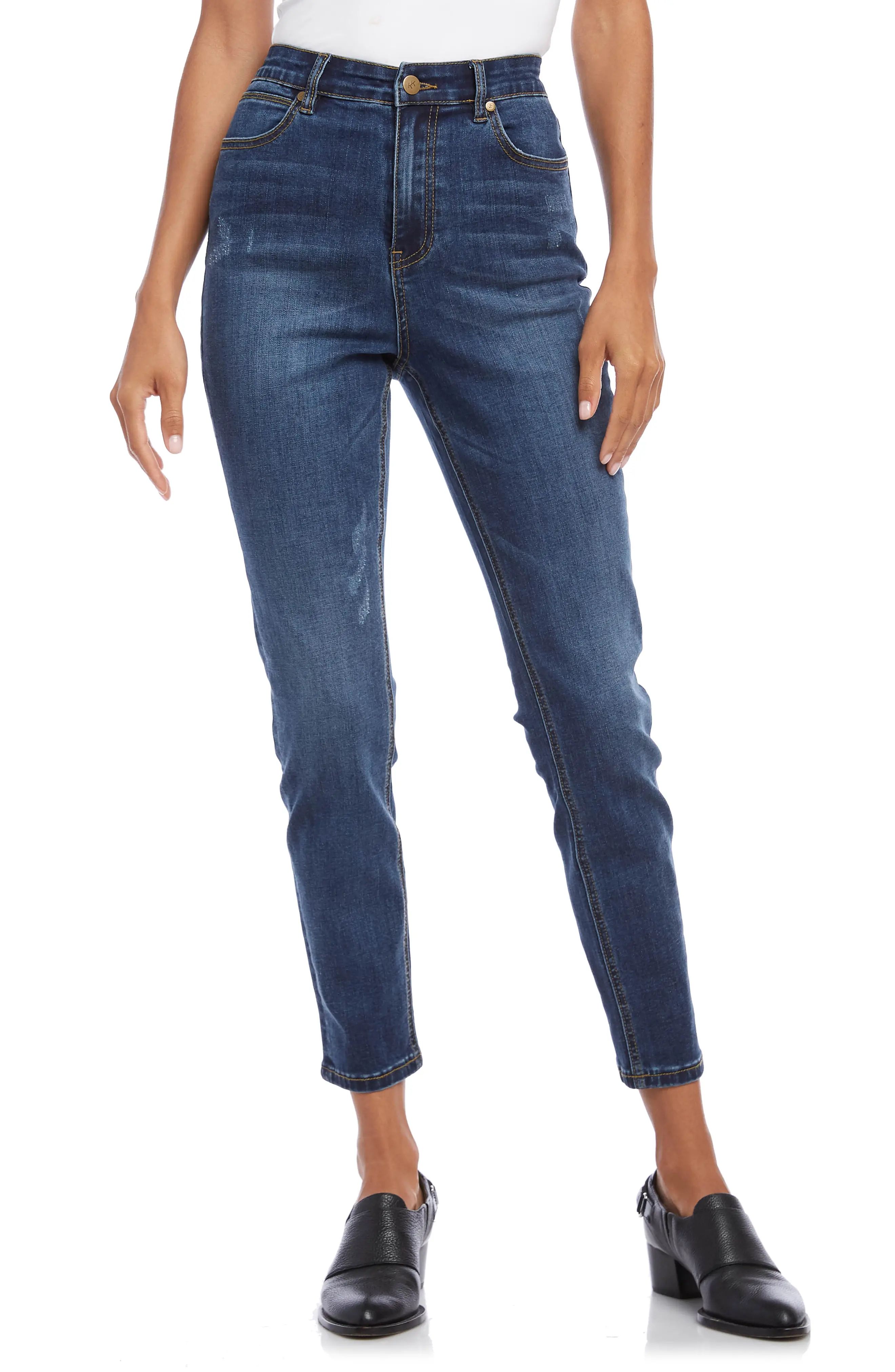 Women's Karen Kane Distressed High Waist Skinny Jeans, Size 14 - Blue | Nordstrom