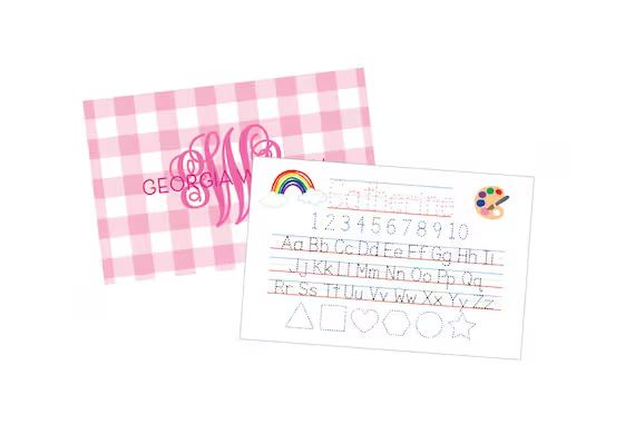 Personalized placemat, Gingham placemat, Alphabet Placemat, Customized Placemats for kids, Person... | Etsy (US)