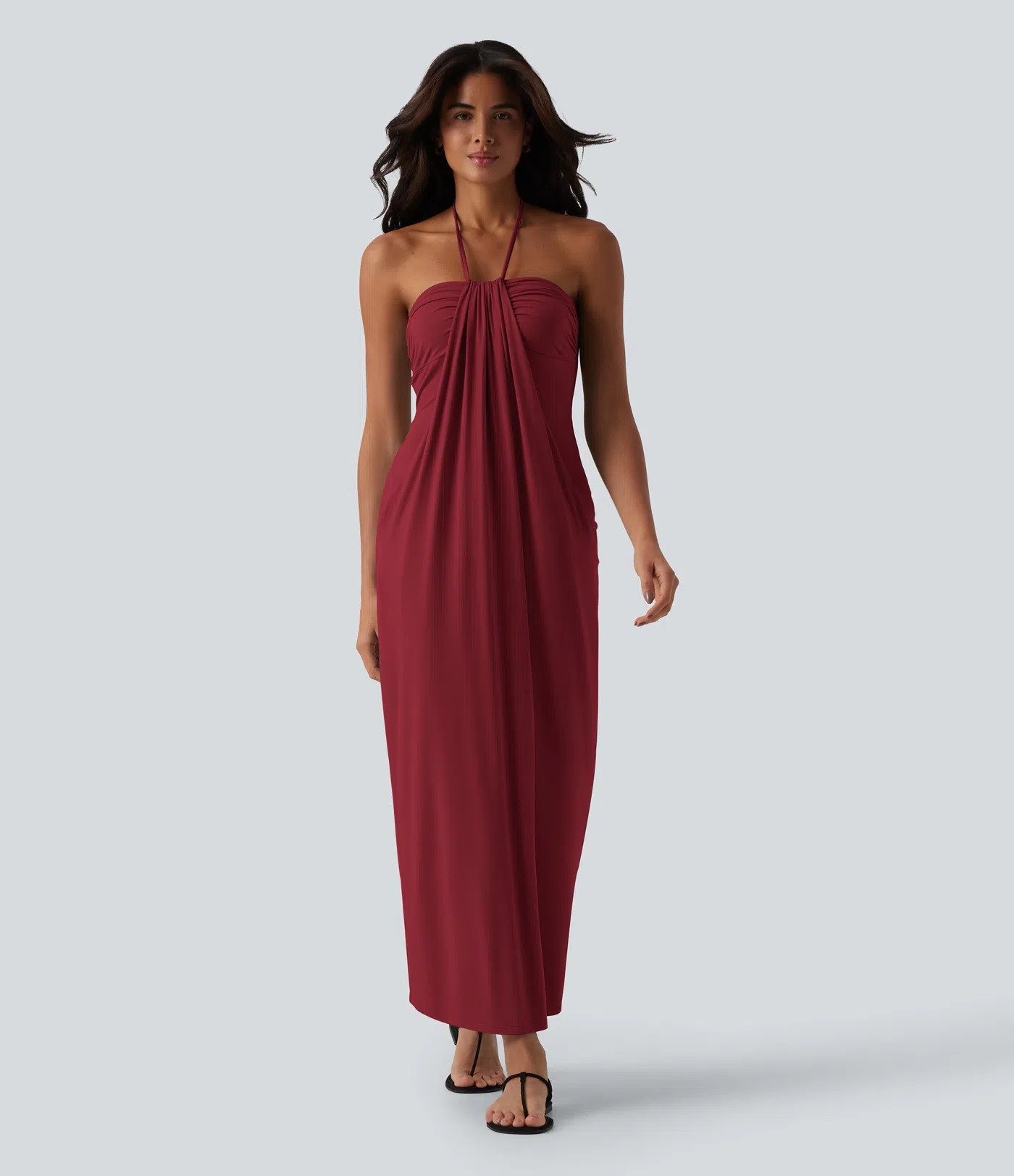 Halter Tie Back Maxi Dress with Pockets | HALARA