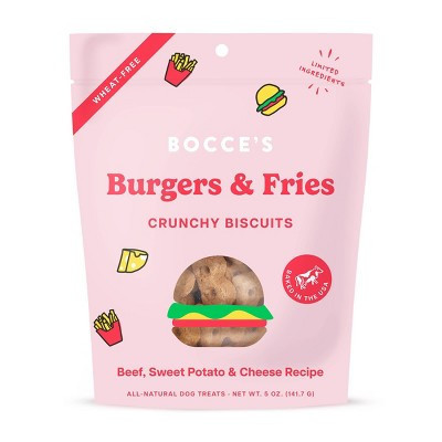 Bocce's Bakery Burgers and Fries with Sweet Potato, Beef and Cheese Flavor Dog Treats - 5oz | Target