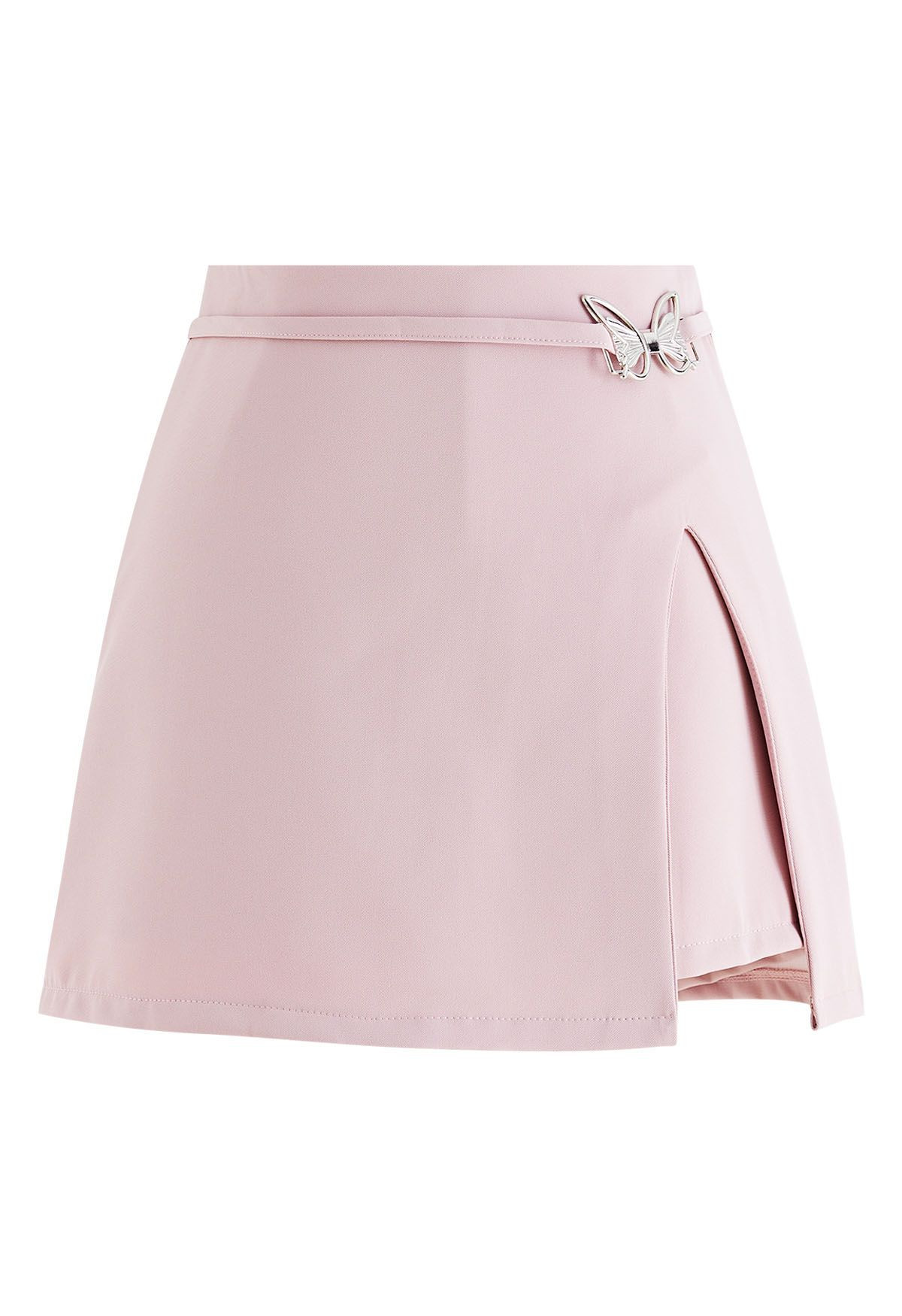 Metal Butterfly Decorated Slit Mini Bud Skorts in Pink | Chicwish
