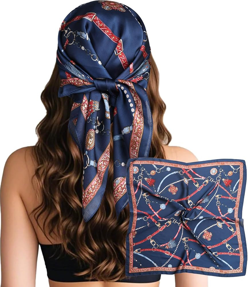 Sumolux Head Hair Scarf for Women Like Satin Silk Scarf Bandana Hair Wrapping Night Large Square ... | Amazon (US)