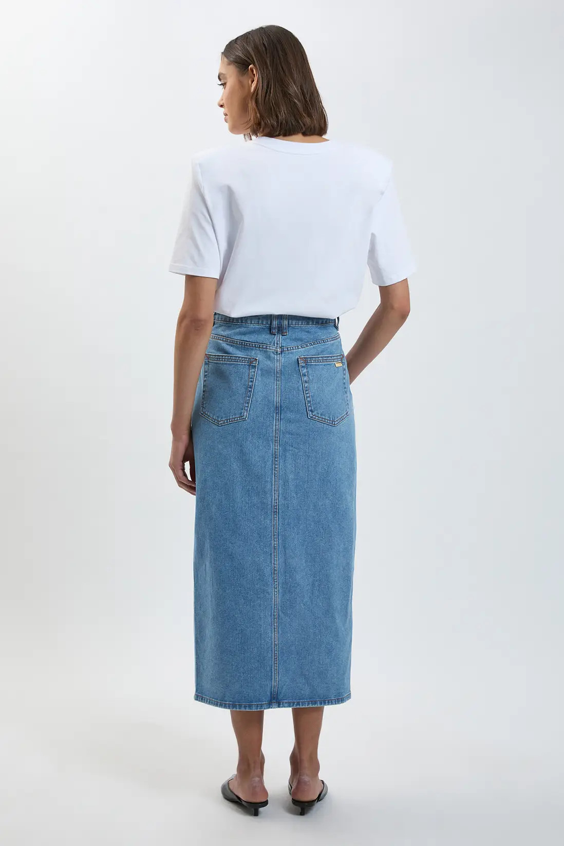 Petite Forever Denim 5 Pocket Midi Pencil Skirt | Karen Millen