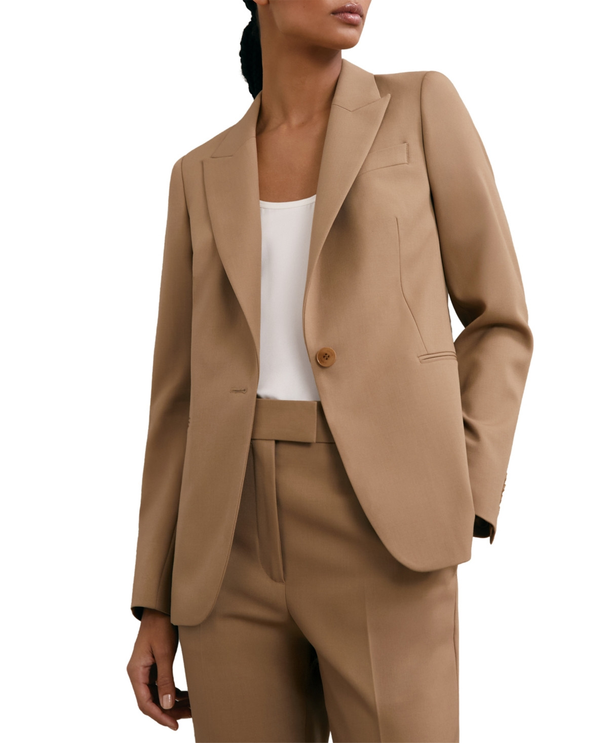 Reiss Women's Wool-Blend Single-Breasted Blazer - Camel | Macy's