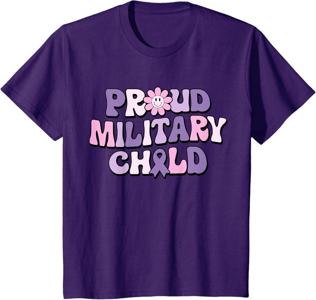 Proud Military Child Groovy Purple Up for Military Kids T-Shirt | Amazon (US)