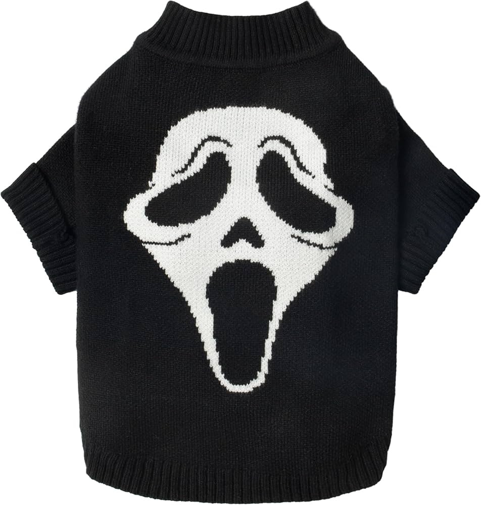 Fitwarm Spooky Ghost Dog Halloween Sweater, Thermal Dog Winter Clothes for Small Dogs Boy Girl, Funny Dog Halloween Costumes, Doggy Pullover Jumper, Pet Outfit, Black, White, Small | Amazon (US)