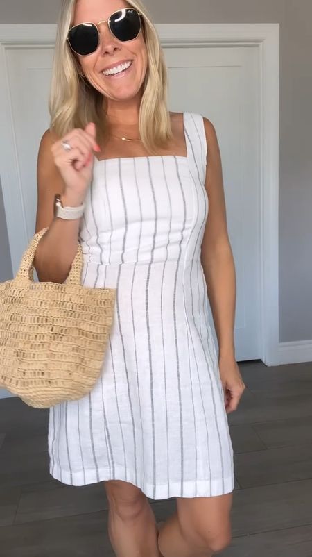 Love this striped linen dress with tan strappy sandals and a straw bag. Size XS dress. Summer dresses old navy 

#LTKStyleTip #LTKFindsUnder50 #LTKSeasonal