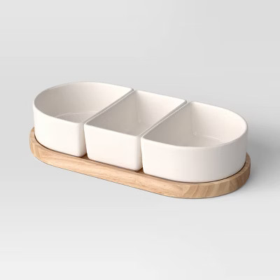 4pc Ceramic Sectioned Serving Bowl Set - Threshold™ | Target