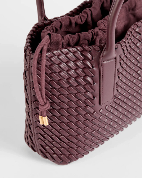 PU Mini Weave Tote Bag - Burgundy | Target AU
