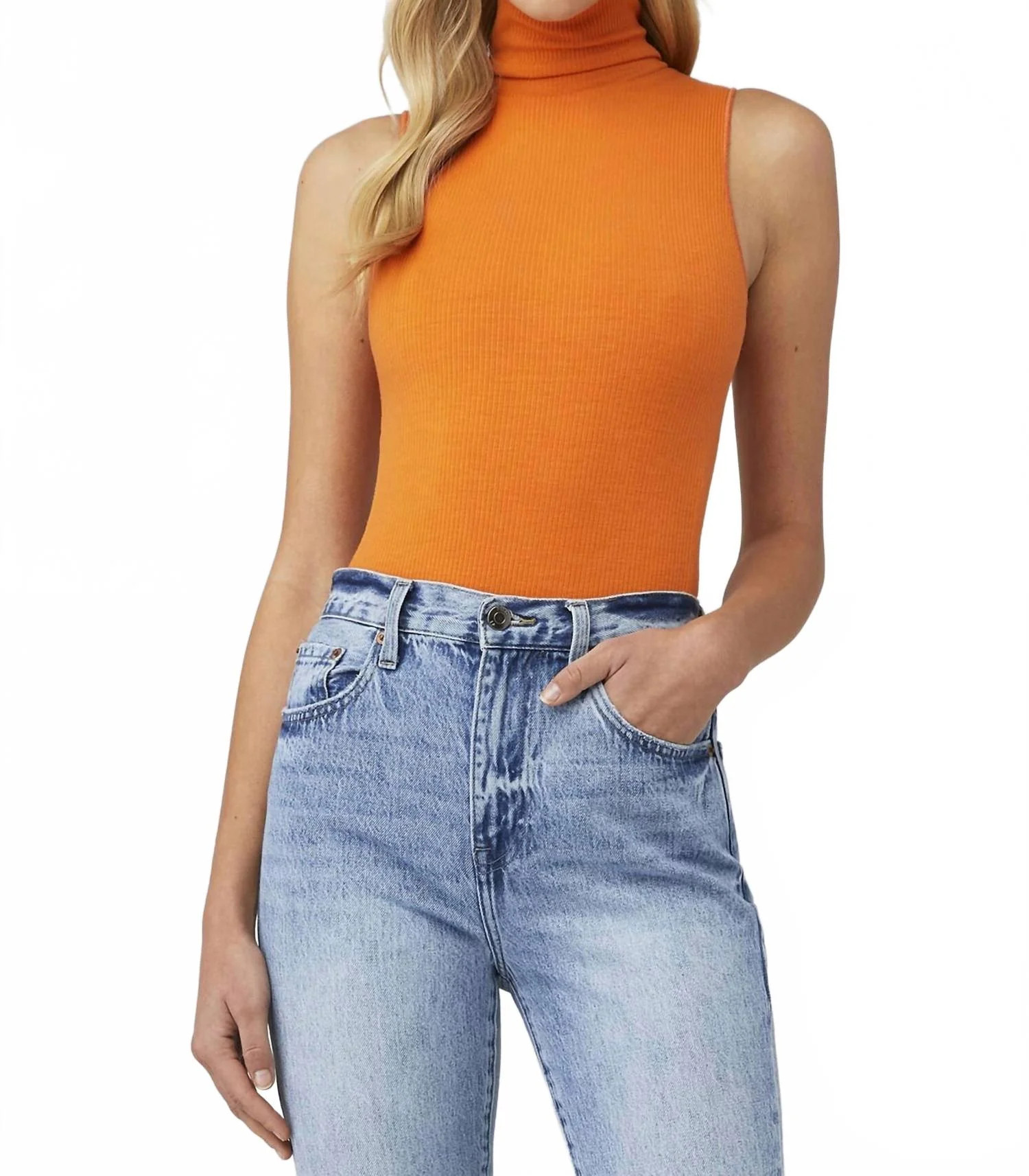 Women's Turtle Neck Bodysuit In Burnt Orange | Shop Simon