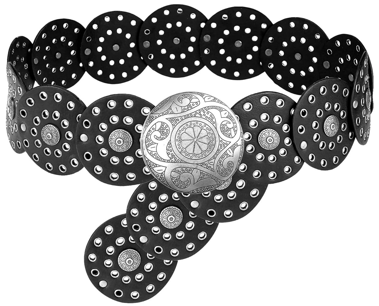 LIMHOO Wide Disc Belt for Women Leather Hollow Out Round Belt Boho Western Waist Belt | Amazon (CA)