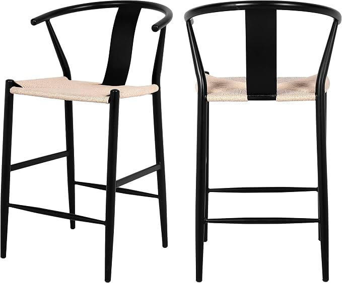 Meridian Furniture 894Black-C Beck Collection Mid Century Modern Beige Colored Hand Woven Rope Se... | Amazon (US)