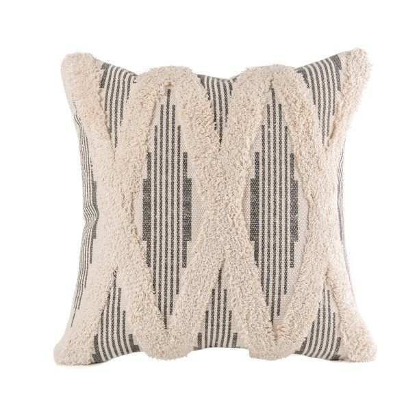 Phantoscope Boho Woven Cross Tufted Series Decorative Throw Pillow, 12" x 20", Gray, 1 Pack | Walmart (US)