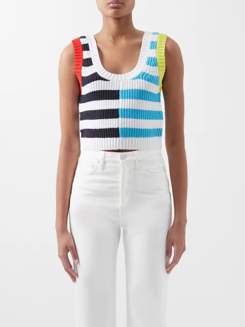 Staud - Newport Stripe-intarsia Cotton-blend Tank Top - Womens - Multi | Matches (US)