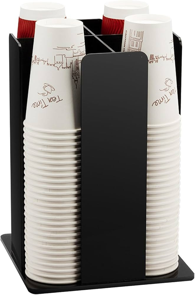Cup and Lid Holder, Coffee Cup Dispenser, Acrylic Cup Storage Organizer, Disposable Paper Cup Sto... | Amazon (US)