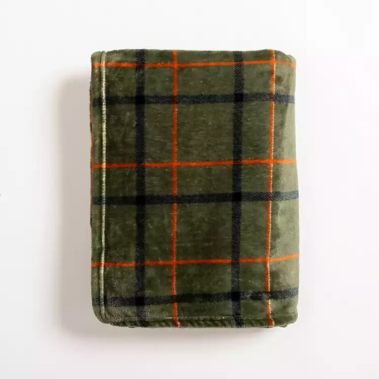 Plush Green Plaid Throw | Kirkland's Home