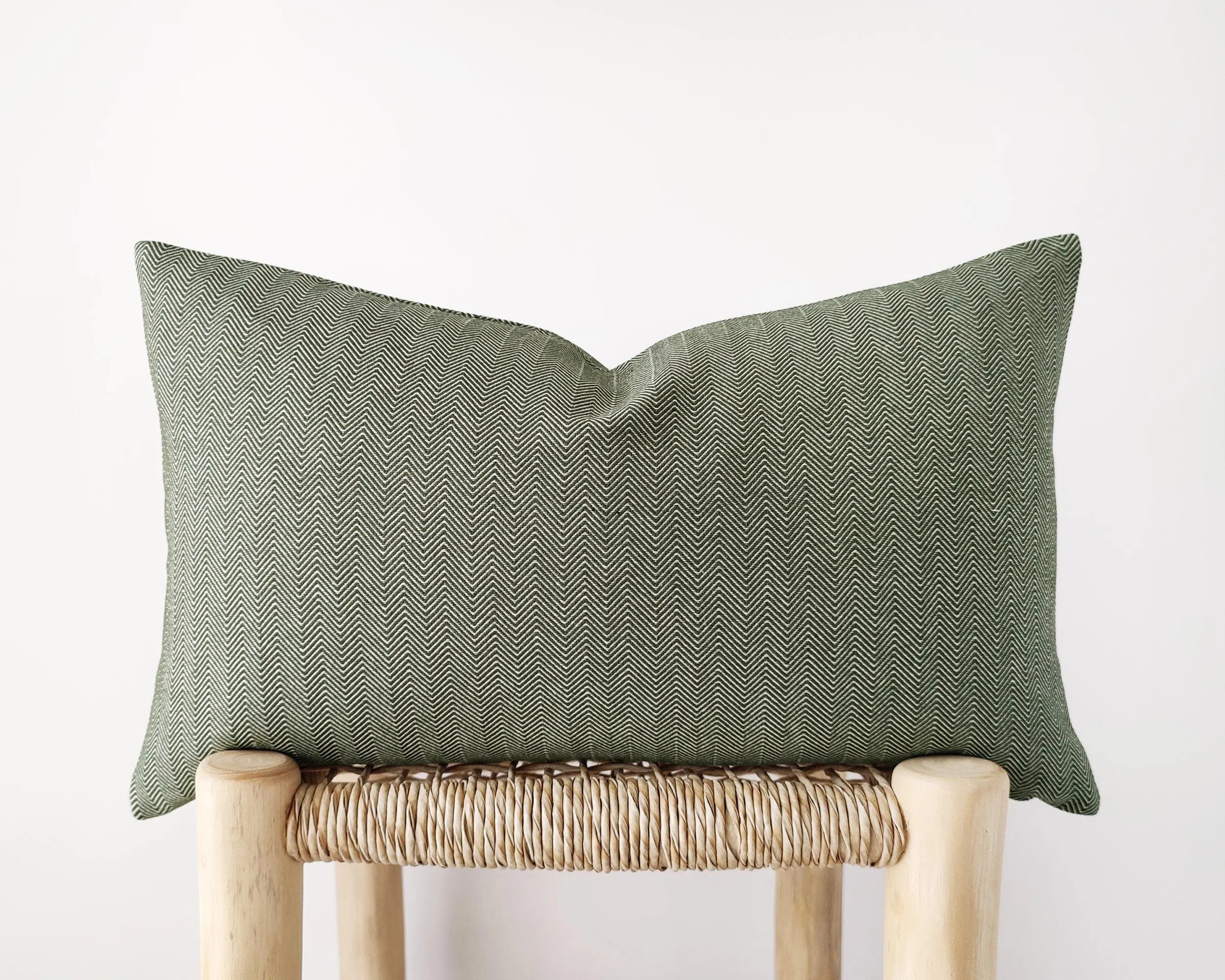 Dark Sage Green Herringbone Lumbar Pillow Cover - Earth Tone Cushion Cover in Dark Green Grey - 1... | Etsy (US)