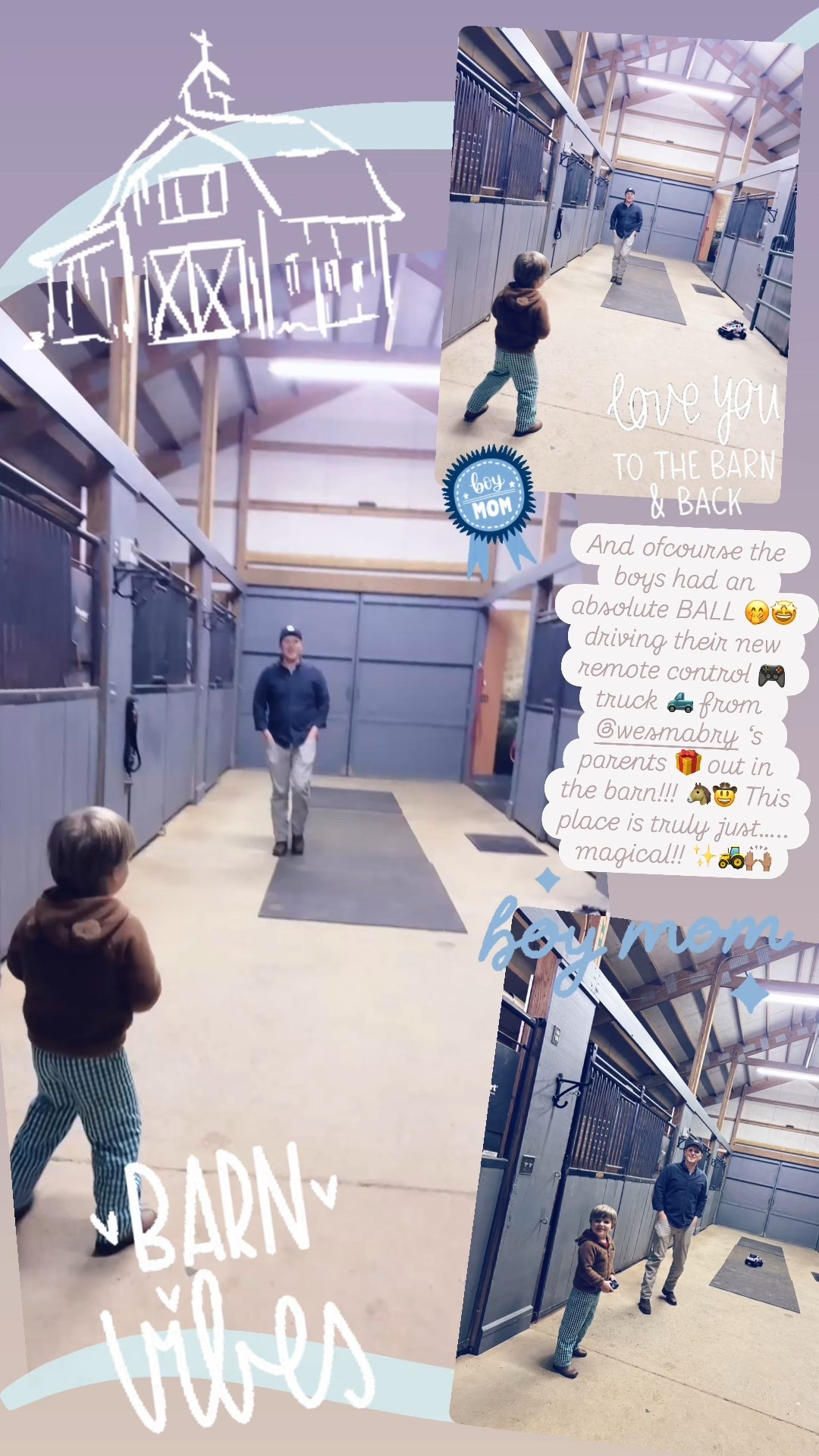 And ofcourse the boys had an absolute BALL 🤭🤩 driving their new remote control 🎮 truck 🛻 from @wesmabry ‘s parents 🎁 out in the barn!!! 🐴🤠 This place is truly just….. magical!! ✨🚜🙌🏽