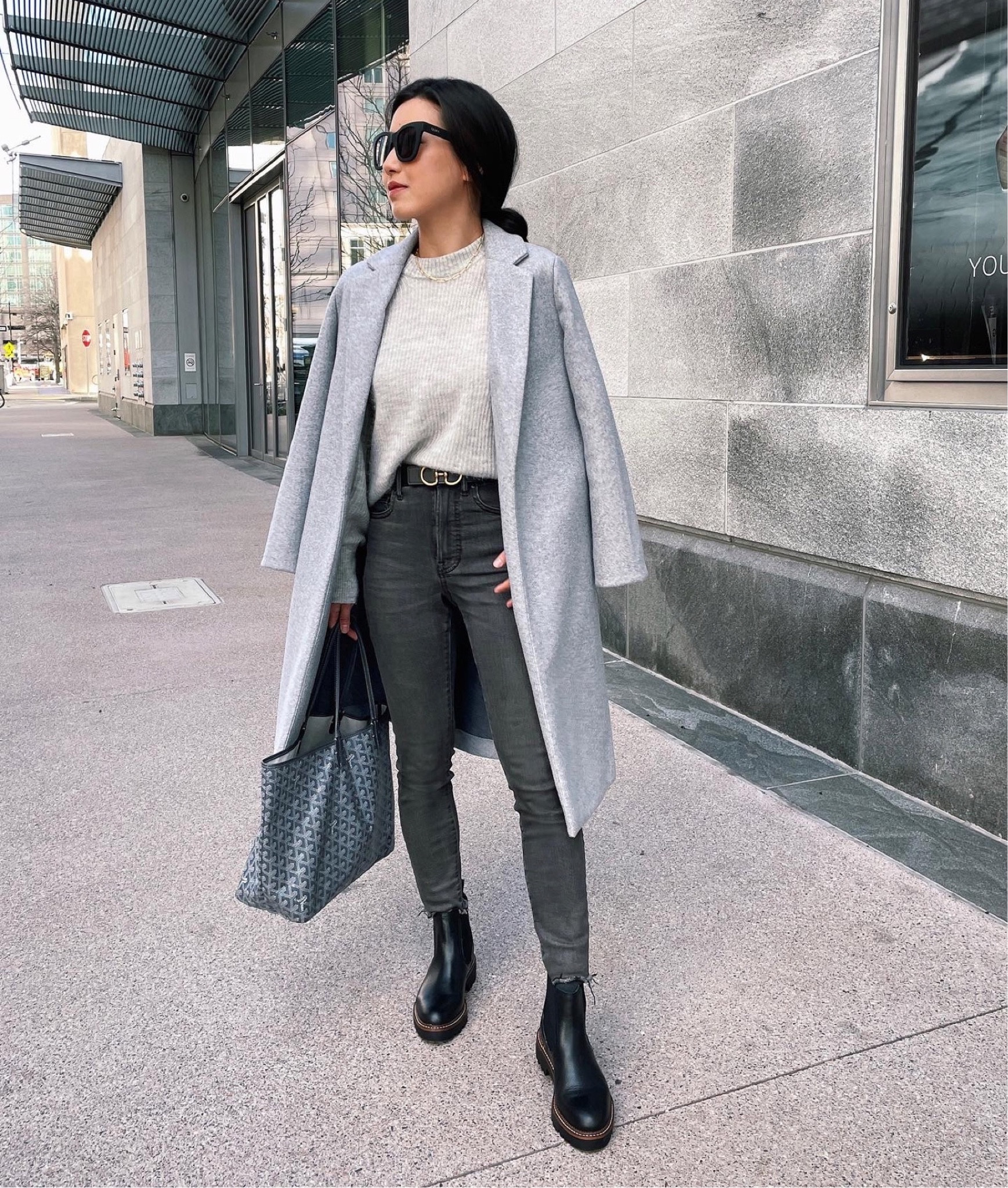 Easy fall winter layers of gray outfit 

• Nordstrom brand Chelsea boots size 5 - linked current options. The Mia style with a block heel has great reviews and the Sam Edelman pair is popular with more of a squared off toe

• Edited Pieces belt xxs sold at editedpieces.com

• Quince Alpaca-wool crewneck sweater size xs . Under $50! Easy to layer with - A lighter medium weight with subtle balloon sleeves. 

• zara coatigan S (can get in store or online, not linkable on LTK). also similar in a warmer weight from Abercrombie petites is linked 

• Everlane skinny jeans (old), linked similar that is petite friendly in a skinny as well as a slim ankle fit 

• Quay sunglasses 

petite fall winter outfit idea 

#LTKfindsunder100 #LTKtravel #LTKSeasonal