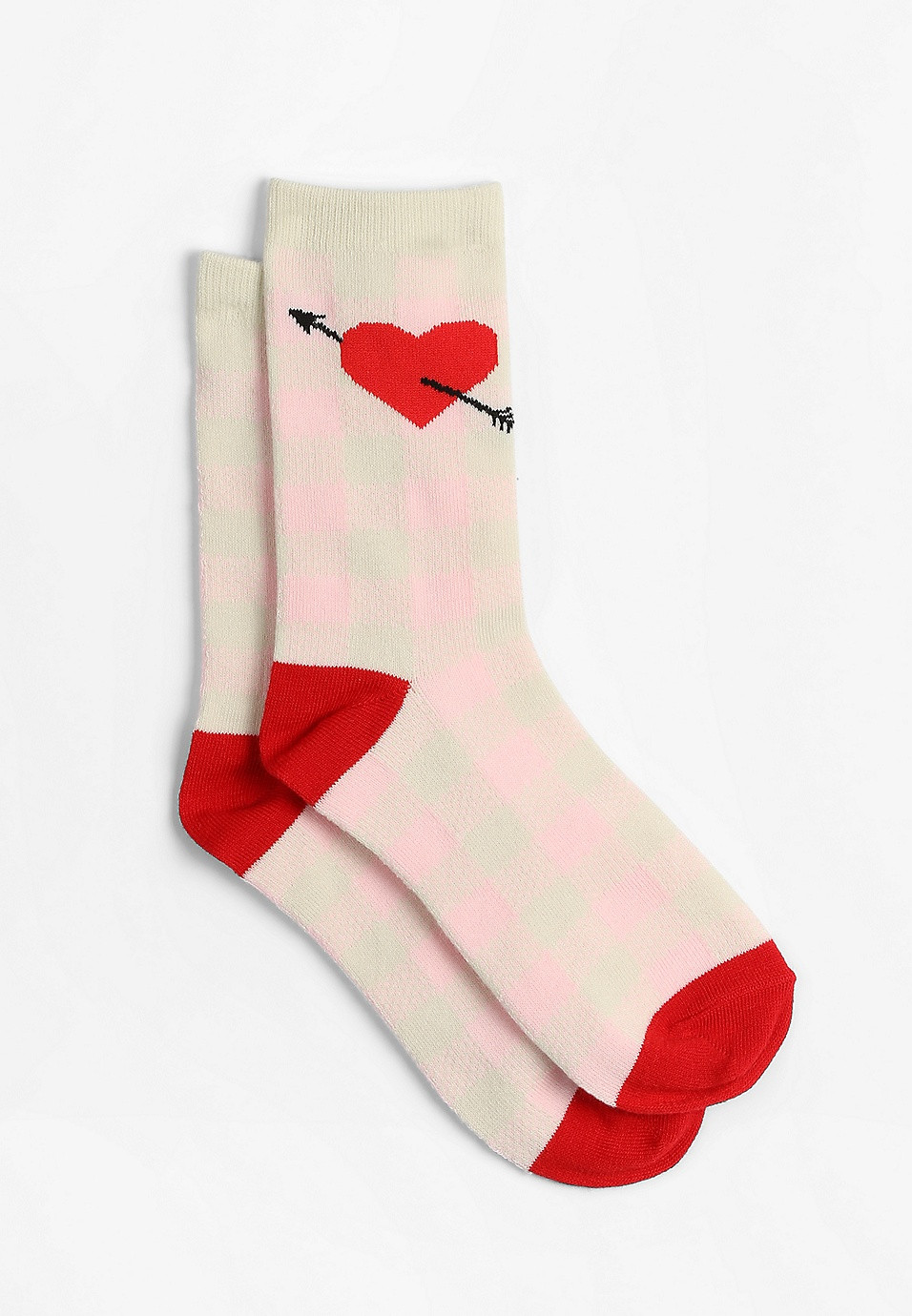 Pink Buffalo Plaid Heart Crew Socks | Maurices